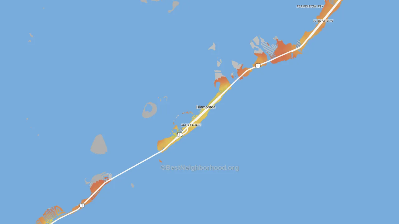 Bike Grade map of 33036, FL