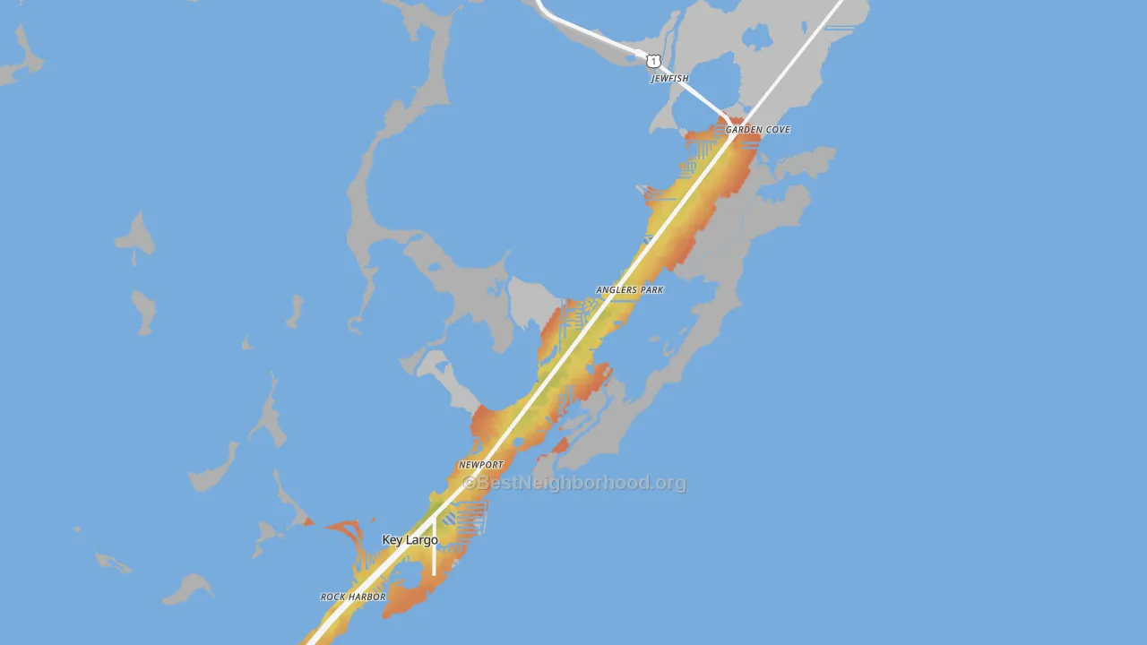 Bike Grade map of 33037, FL