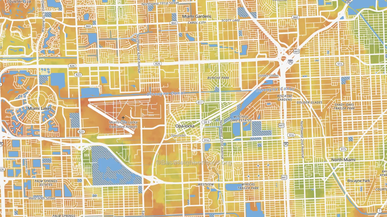 Bike Grade map of 33054, FL