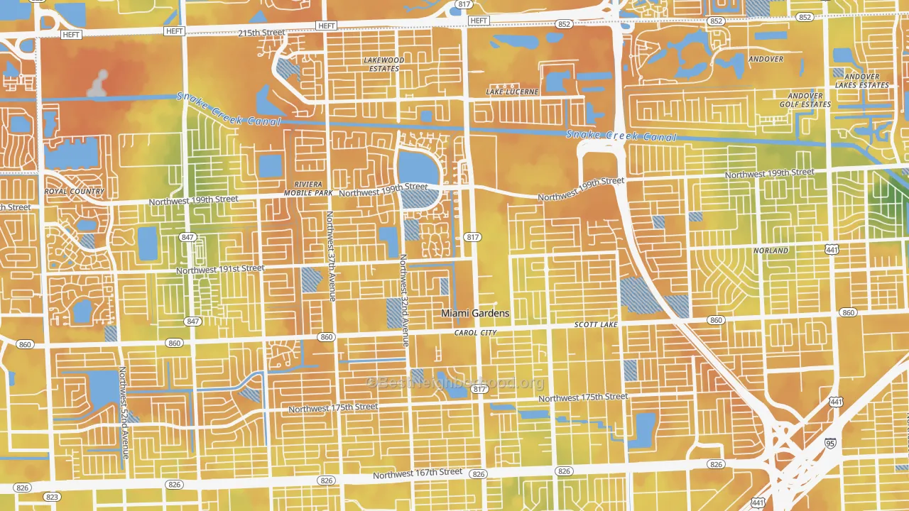 Bike Grade map of 33056, FL