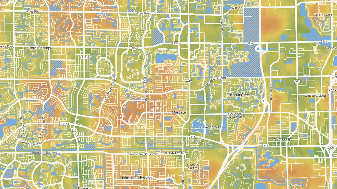 Bike Grade map of 33063, FL