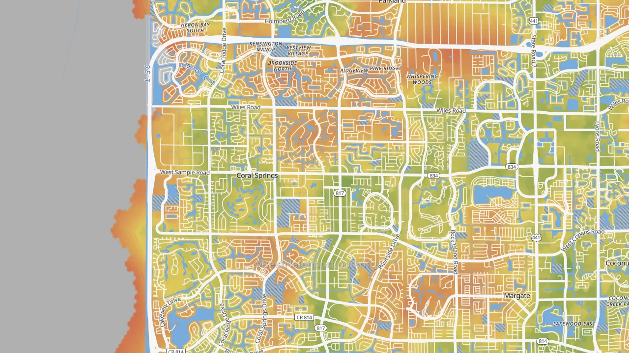Bike Grade map of 33065, FL