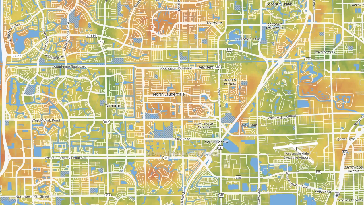 Bike Grade map of 33068, FL