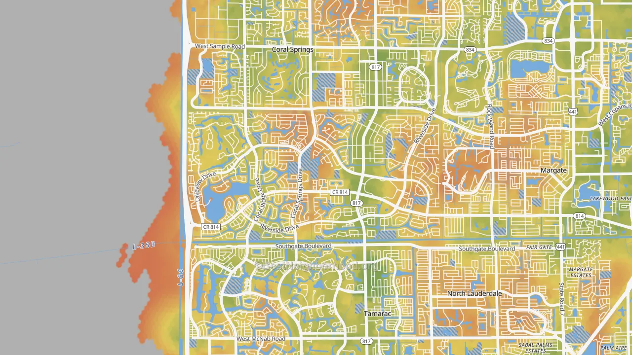 Bike Grade map of 33071, FL