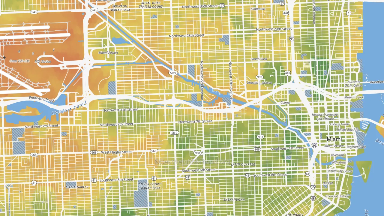 Bike Grade map of 33125, FL
