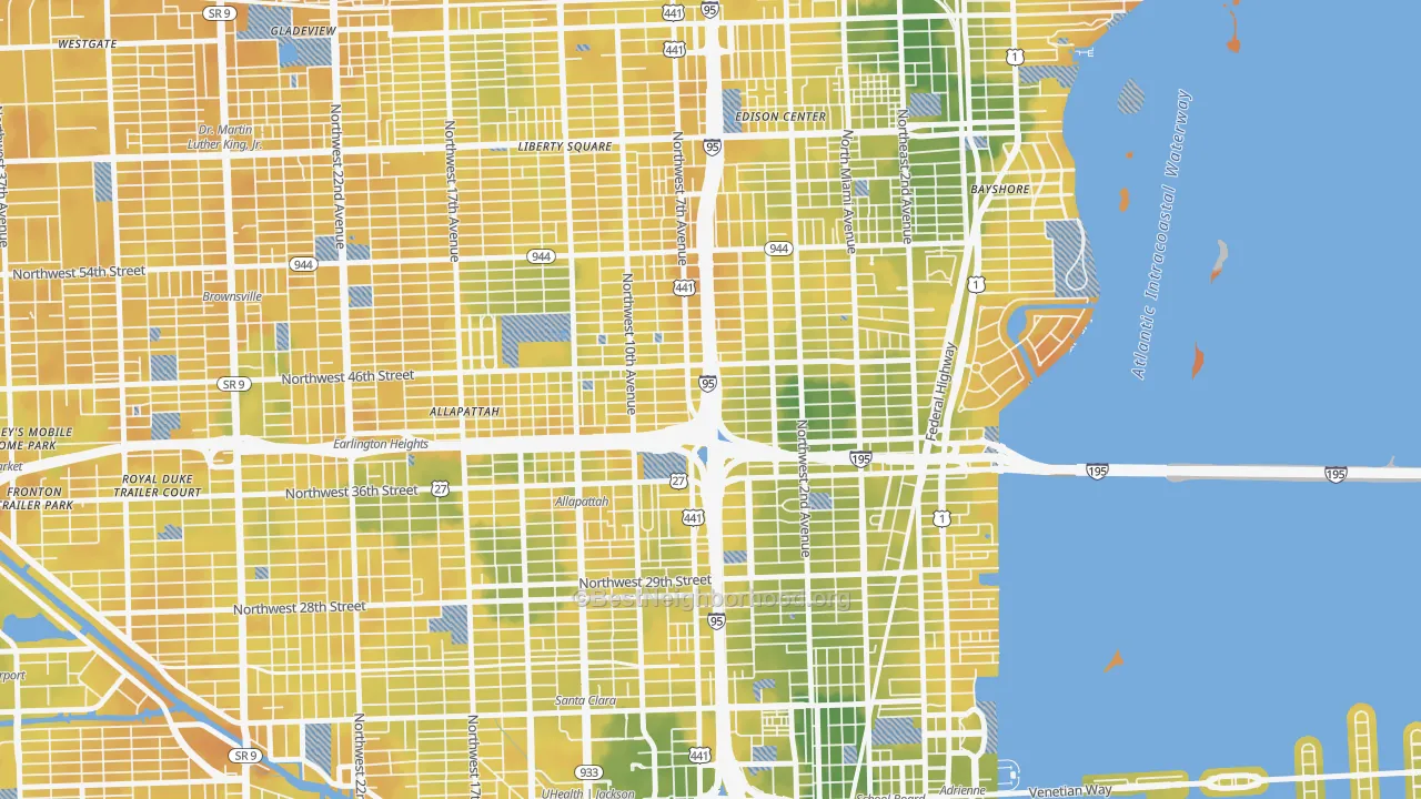 Bike Grade map of 33127, FL