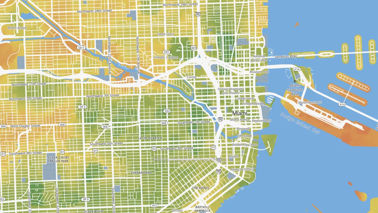 Bike Grade map of 33128, FL