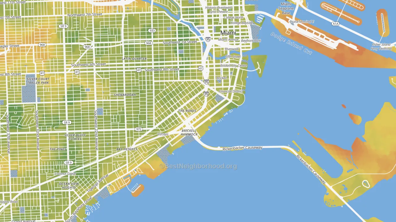 Bike Grade map of 33129, FL
