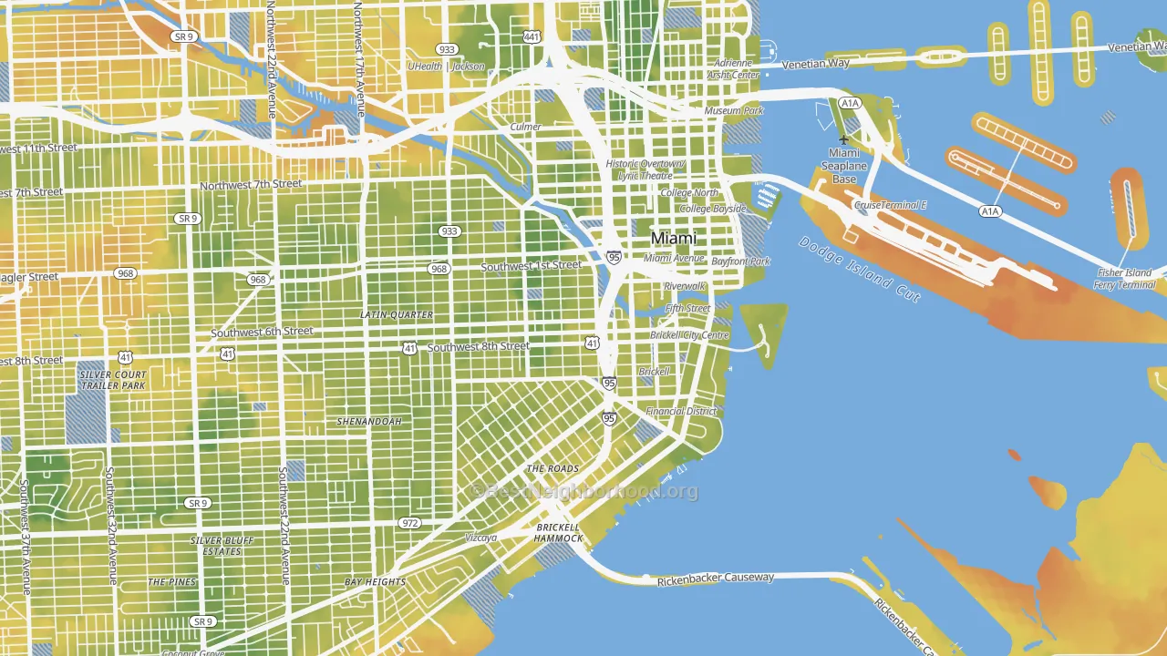 Bike Grade map of 33130, FL