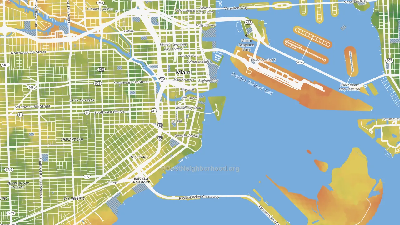 Bike Grade map of 33131, FL