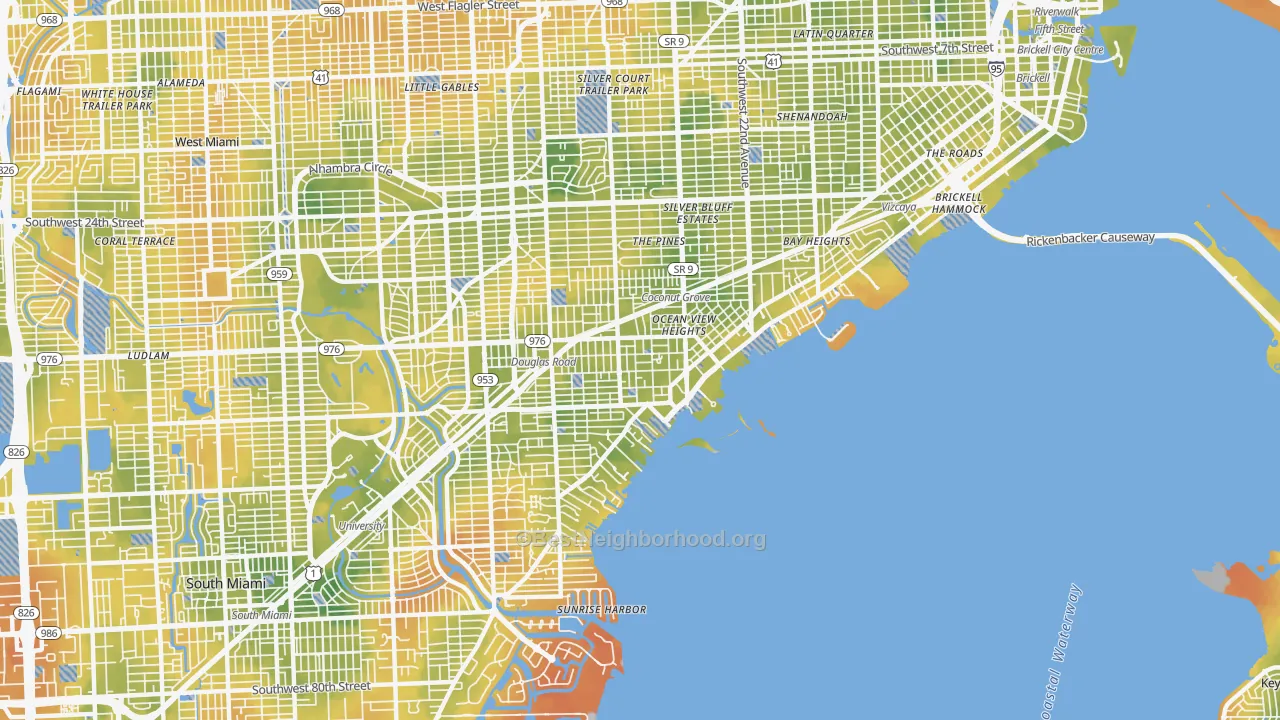 Bike Grade map of 33133, FL