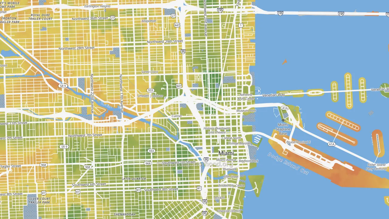 Bike Grade map of 33136, FL