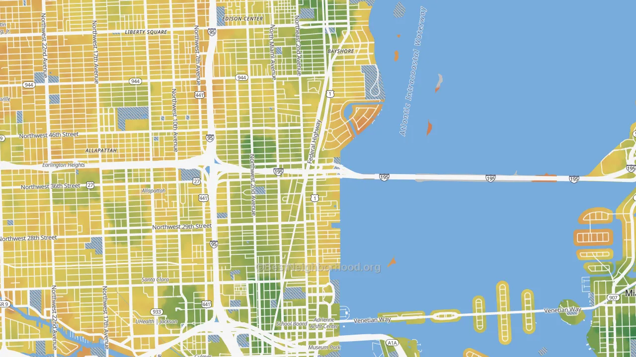 Bike Grade map of 33137, FL