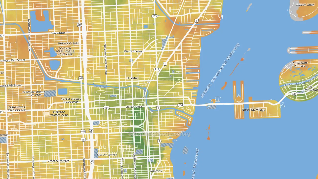 Bike Grade map of 33138, FL