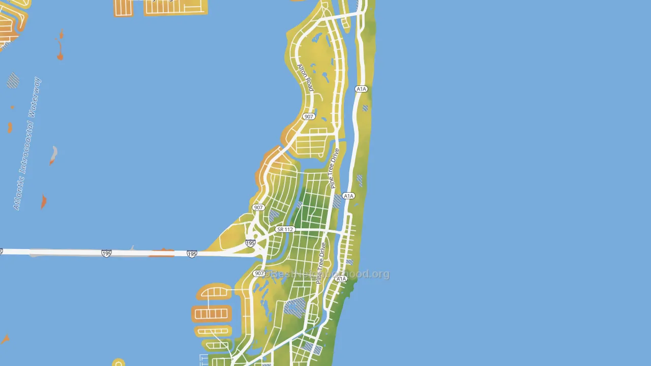 Bike Grade map of 33140, FL