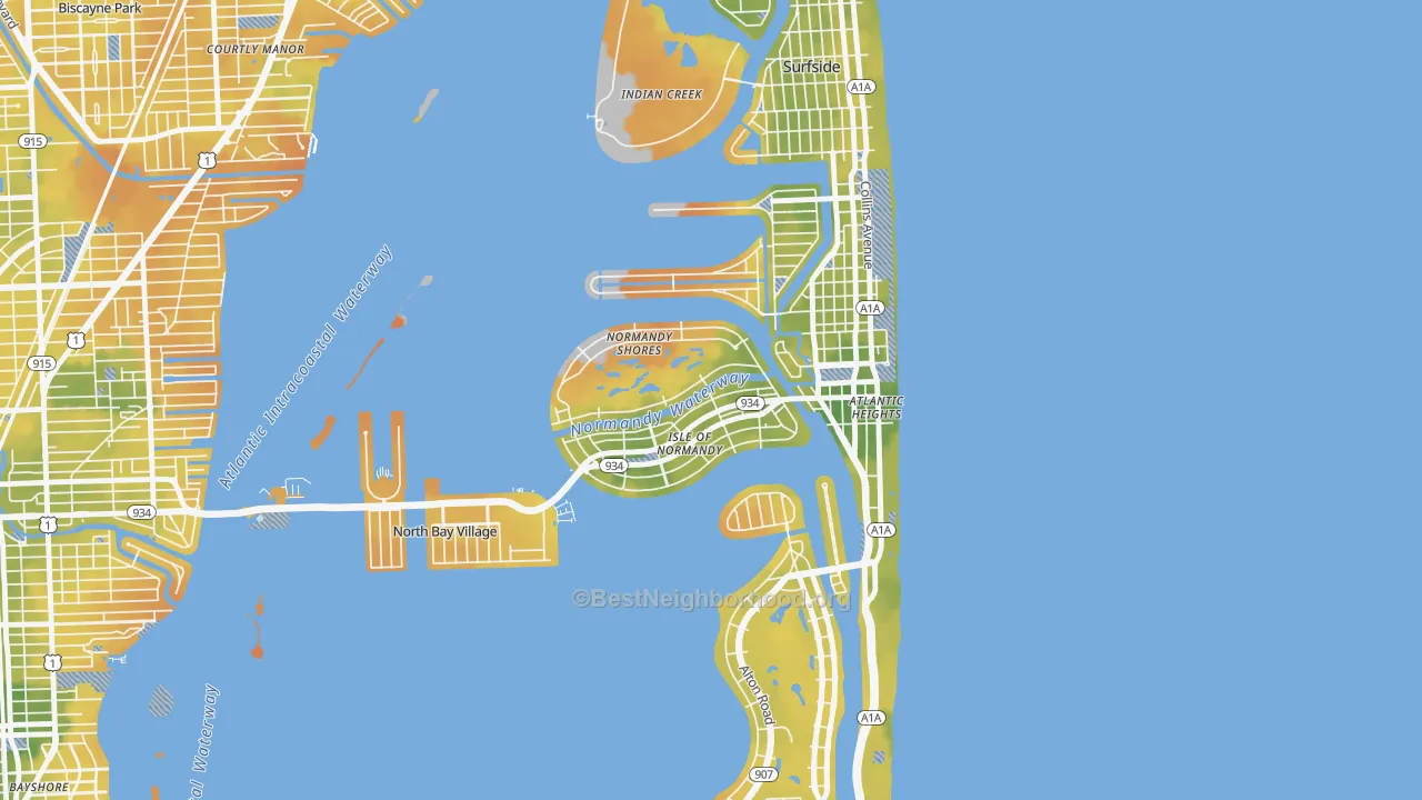 Bike Grade map of 33141, FL