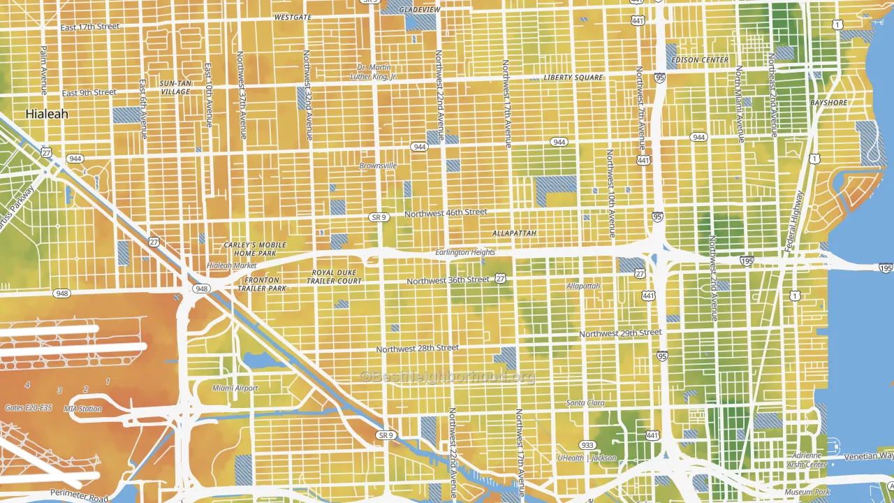 Bike Grade map of 33142, FL