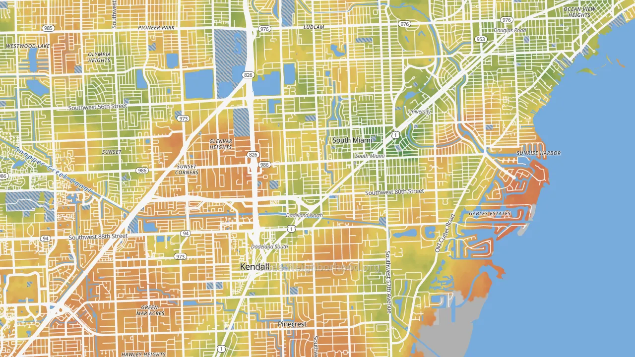 Bike Grade map of 33143, FL