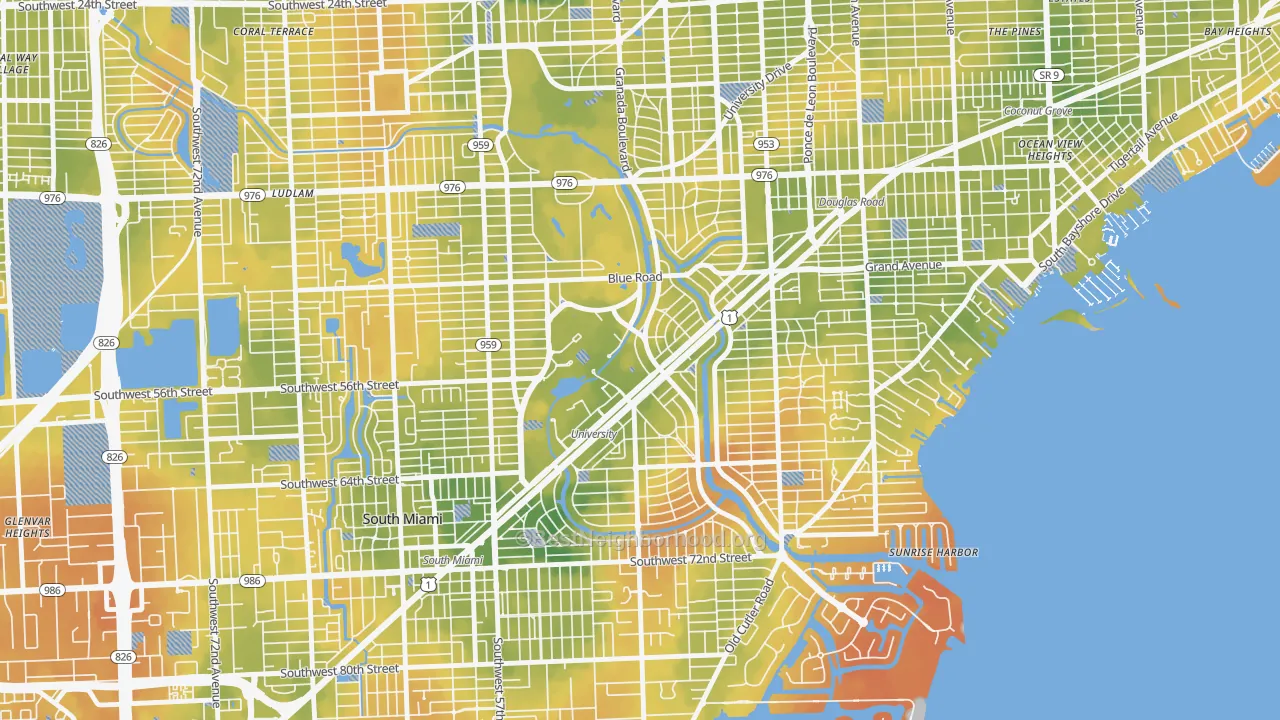 Bike Grade map of 33146, FL
