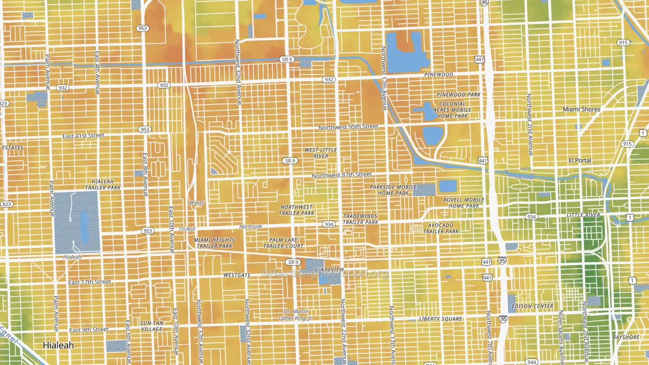 Bike Grade map of 33147, FL