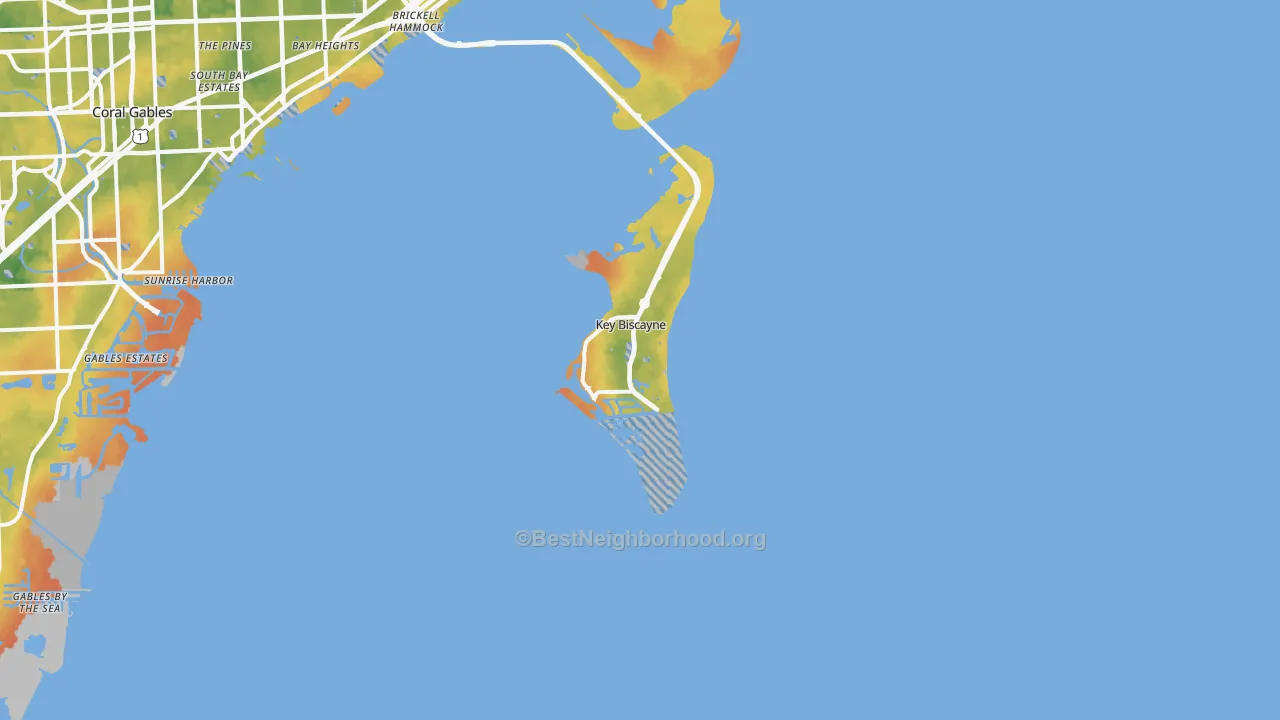 Bike Grade map of 33149, FL