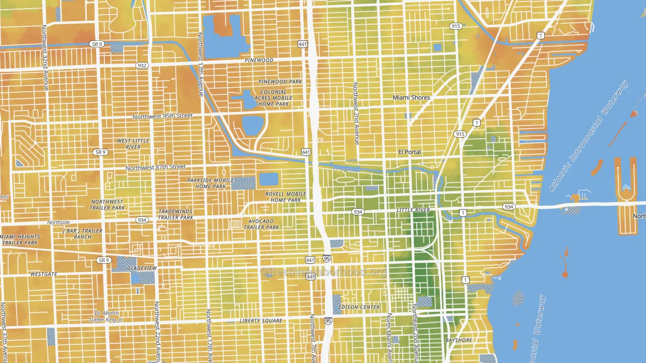 Bike Grade map of 33150, FL