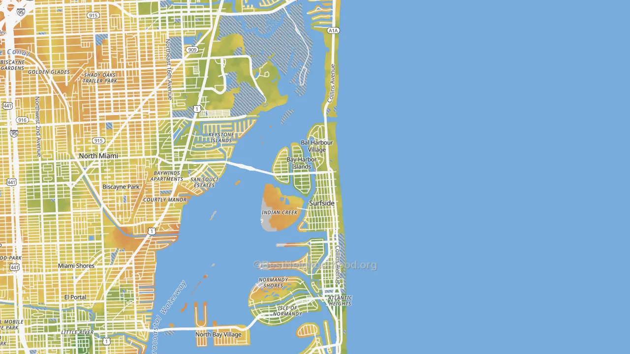 Bike Grade map of 33154, FL