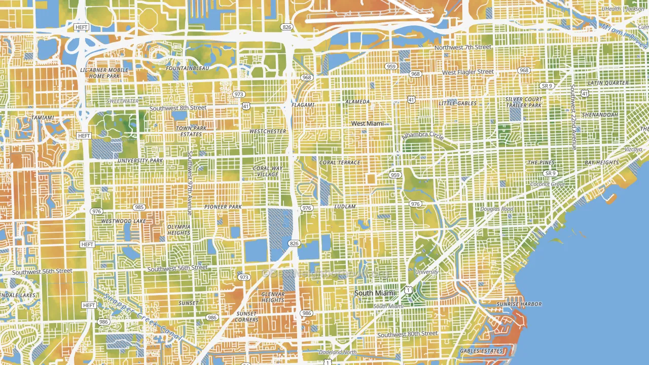 Bike Grade map of 33155, FL