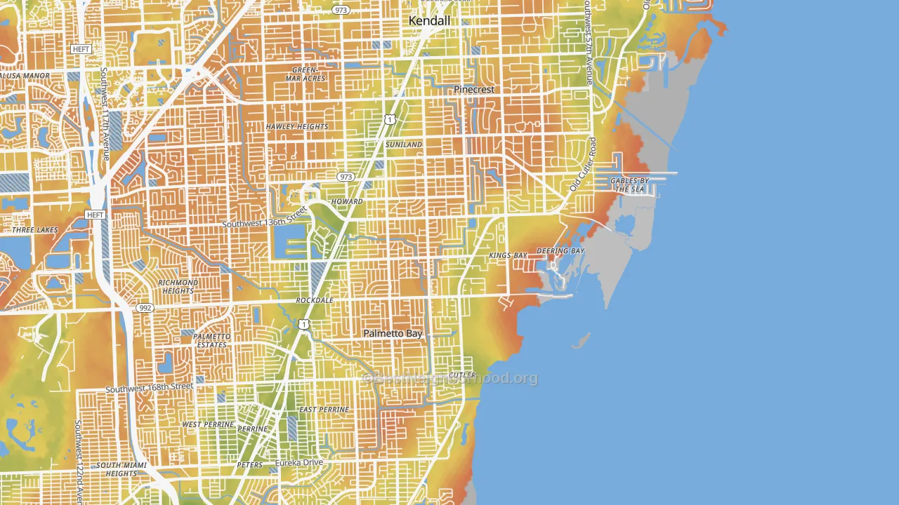 Bike Grade map of 33158, FL
