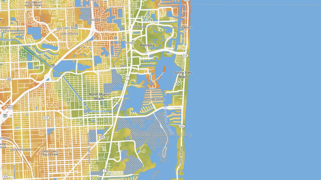 Bike Grade map of 33160, FL