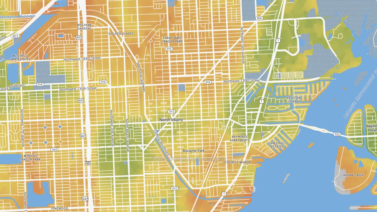 Bike Grade map of 33161, FL