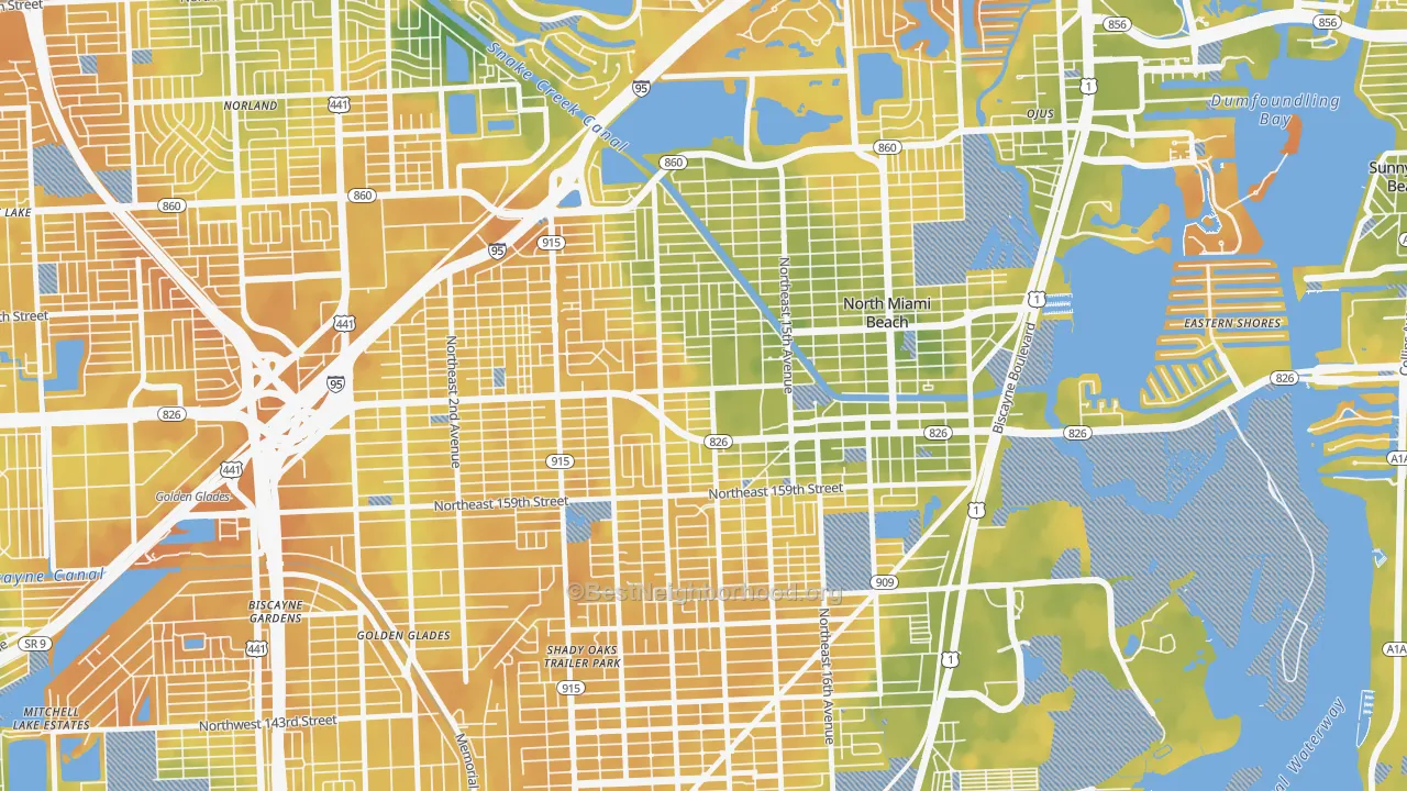 Bike Grade map of 33162, FL