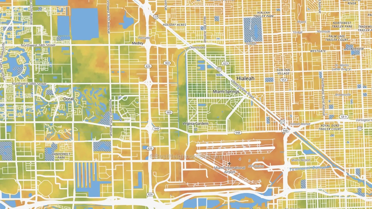 Bike Grade map of 33166, FL