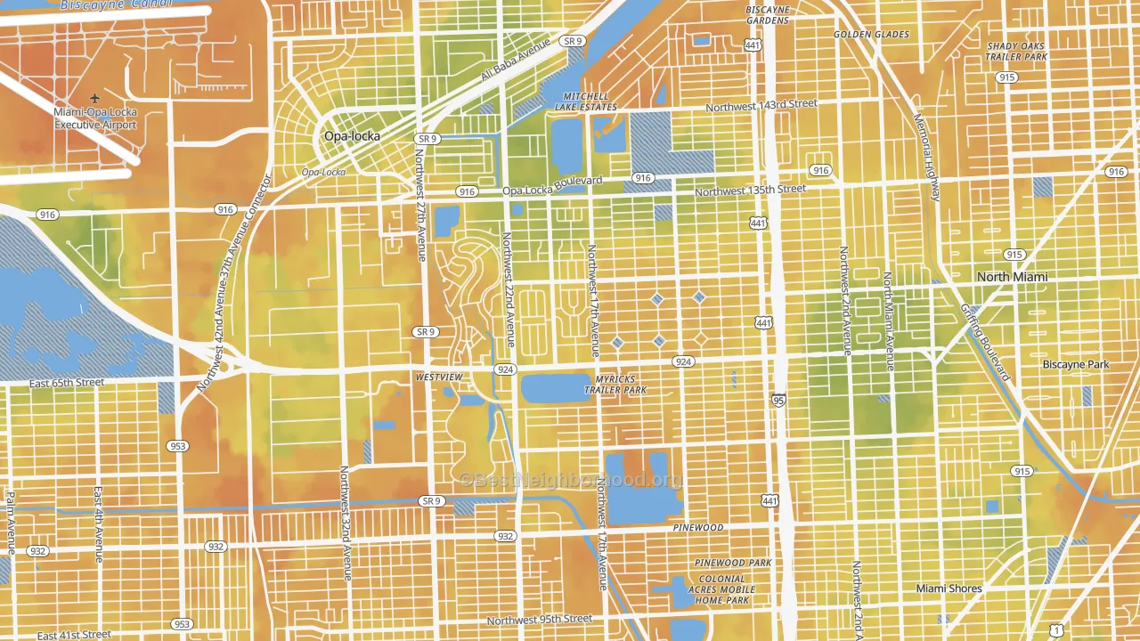Bike Grade map of 33167, FL