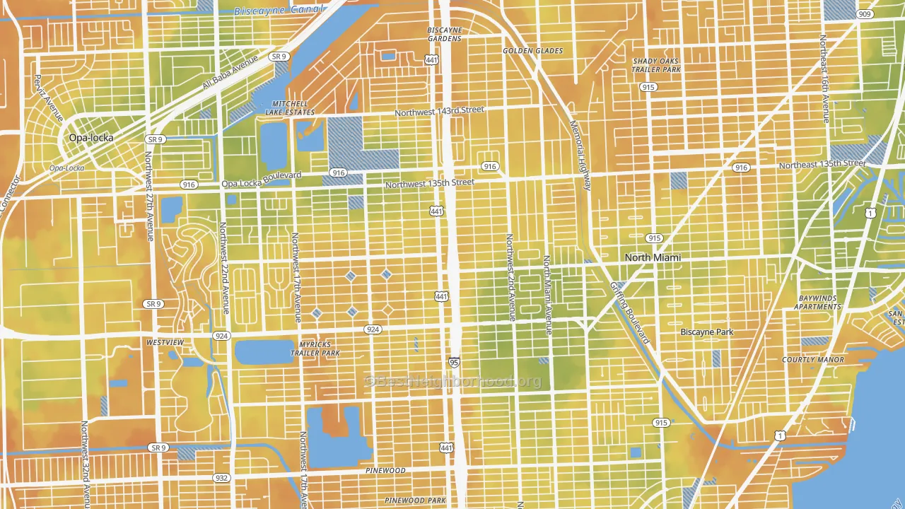 Bike Grade map of 33168, FL