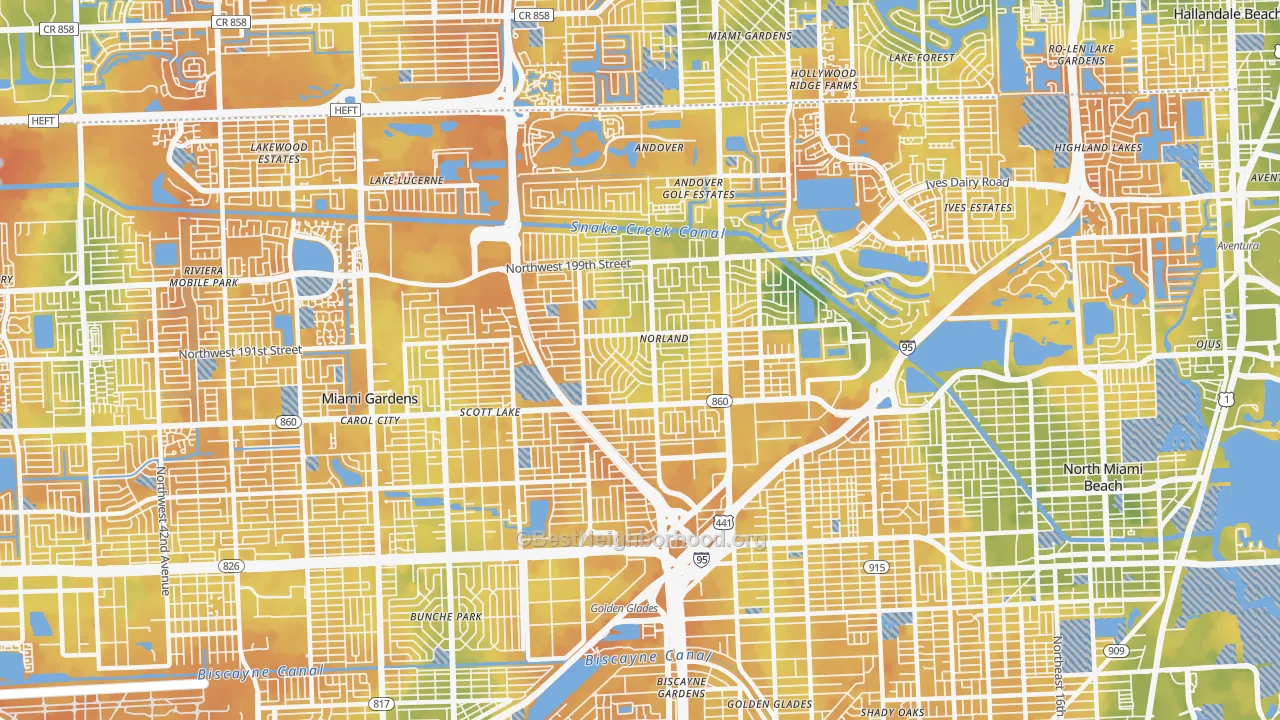Bike Grade map of 33169, FL
