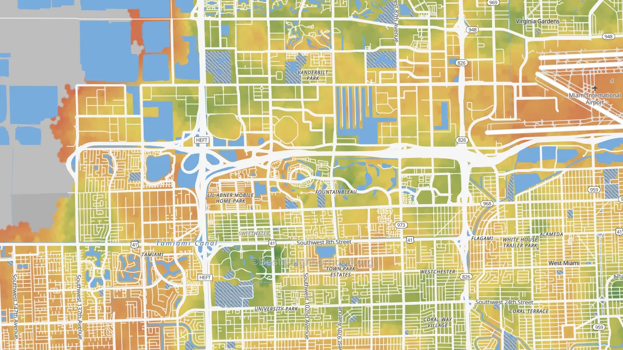 Bike Grade map of 33172, FL
