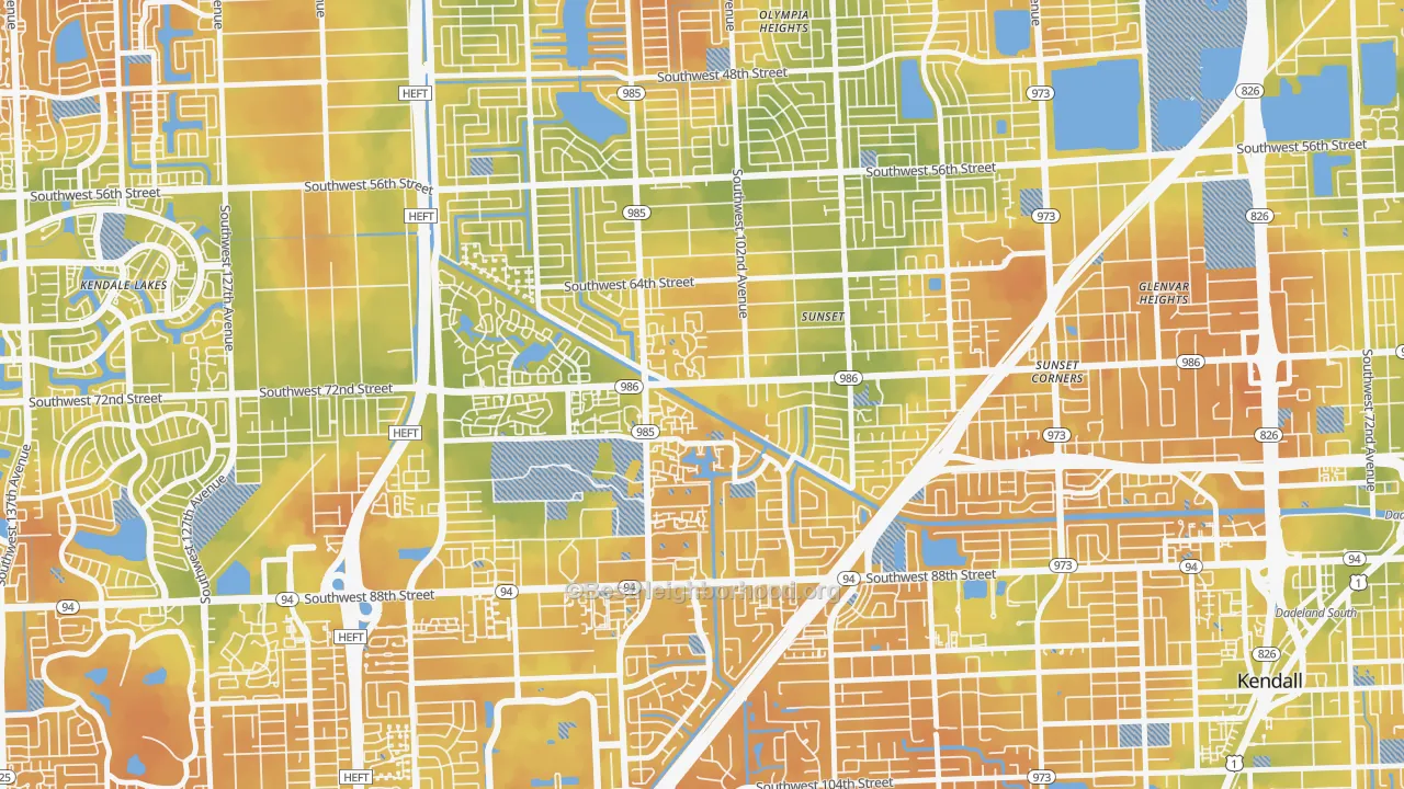 Bike Grade map of 33173, FL