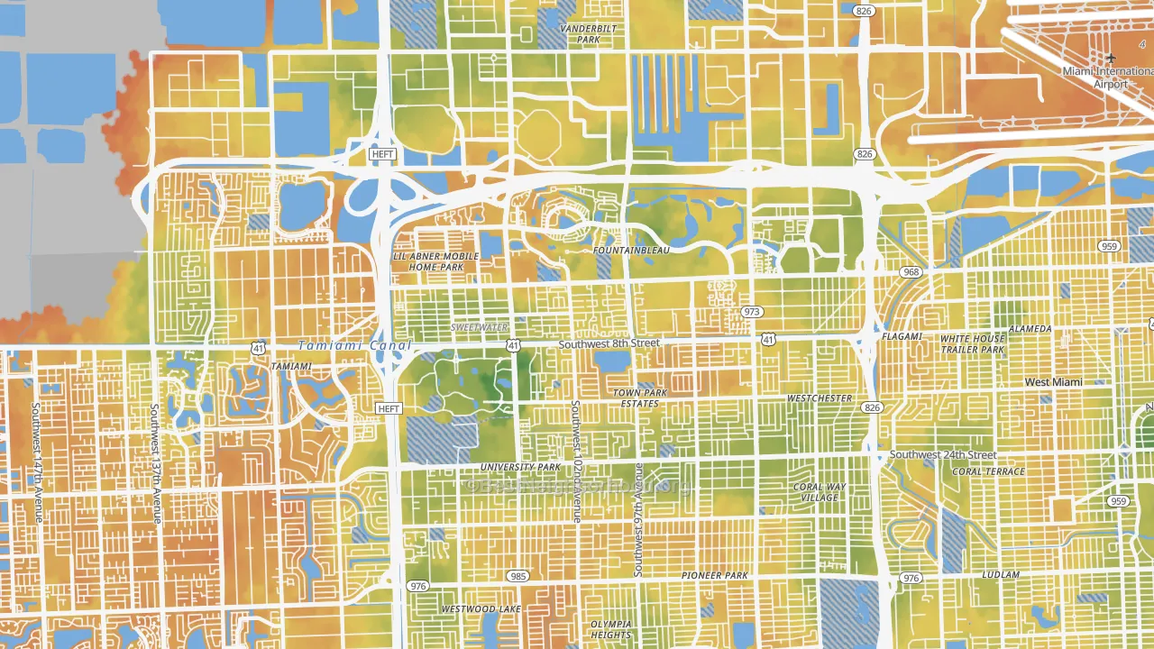 Bike Grade map of 33174, FL
