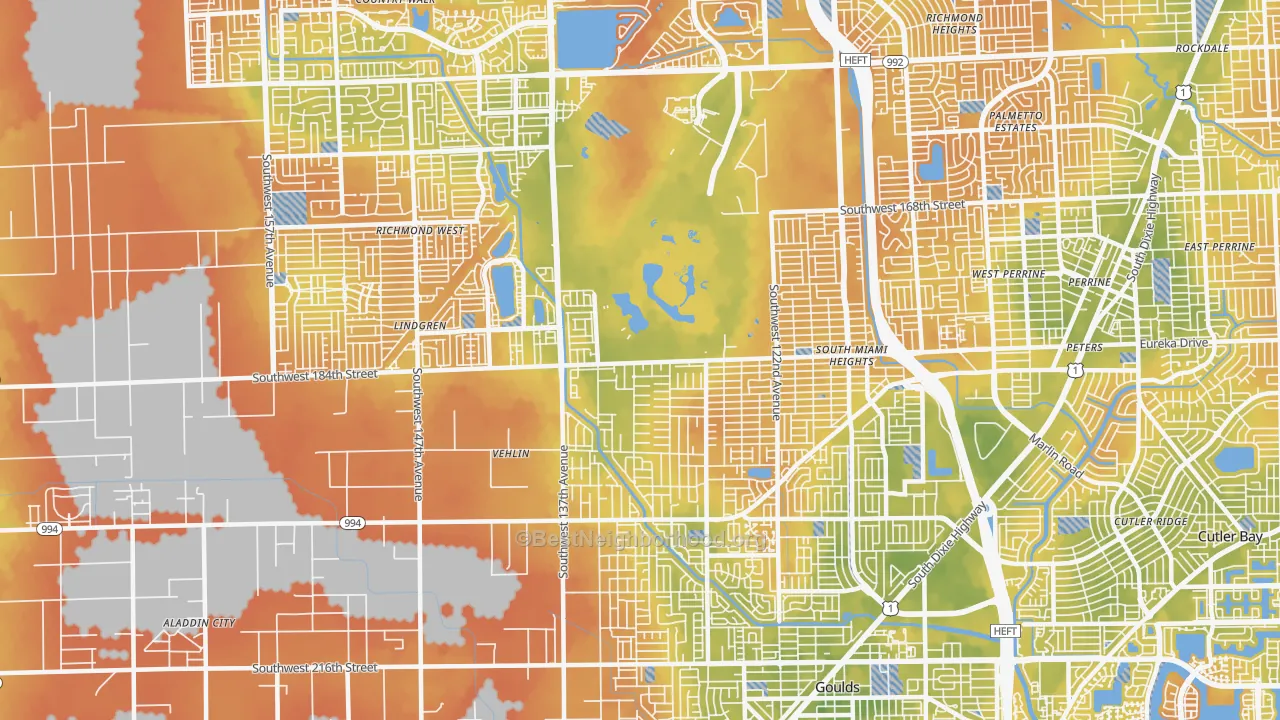 Bike Grade map of 33177, FL