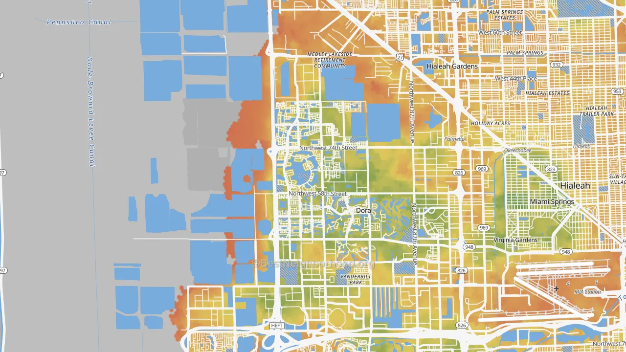 Bike Grade map of 33178, FL