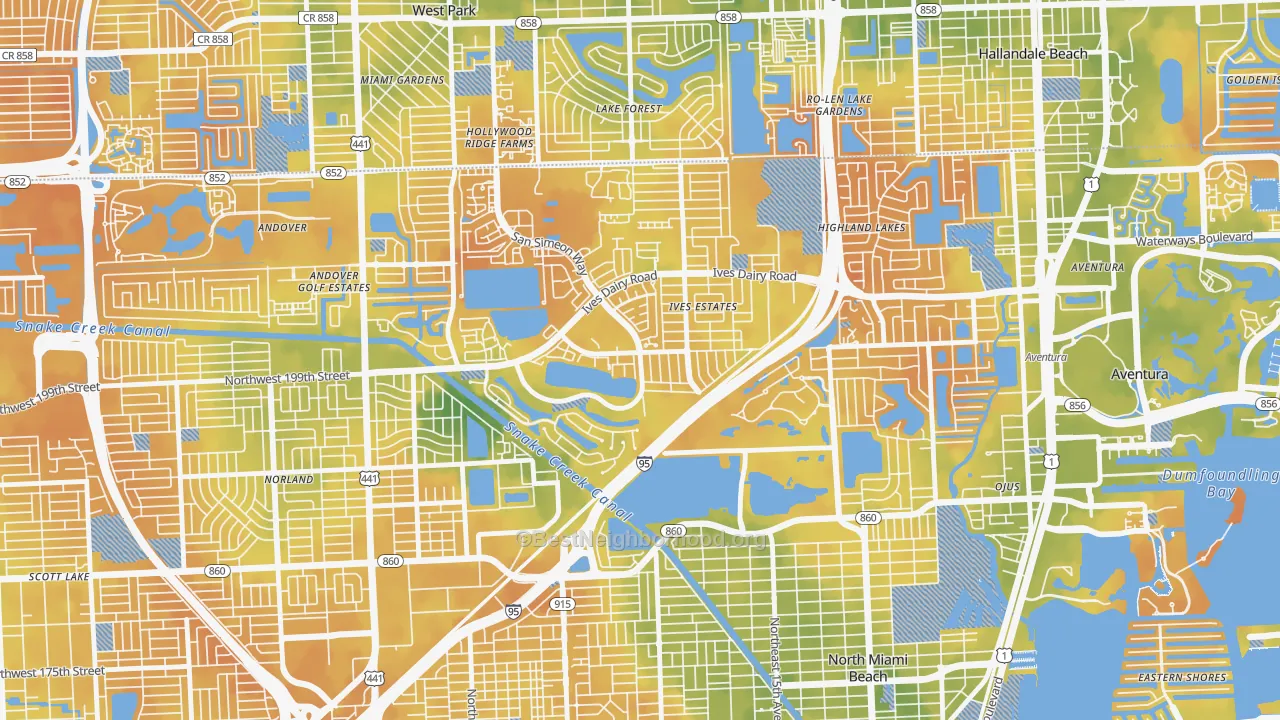 Bike Grade map of 33179, FL