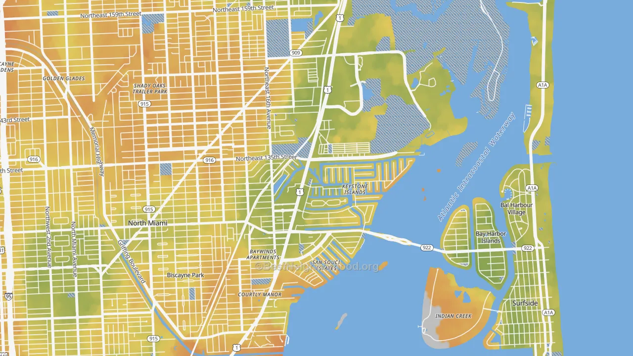 Bike Grade map of 33181, FL
