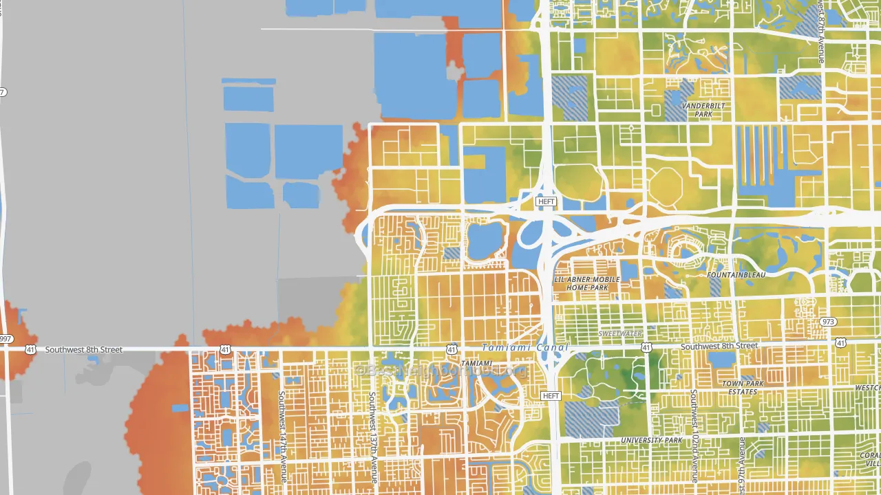 Bike Grade map of 33182, FL