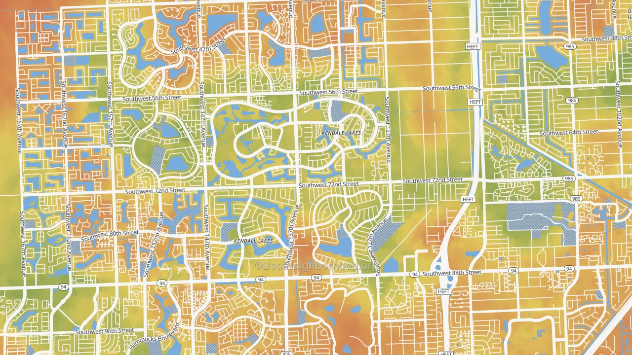 Bike Grade map of 33183, FL