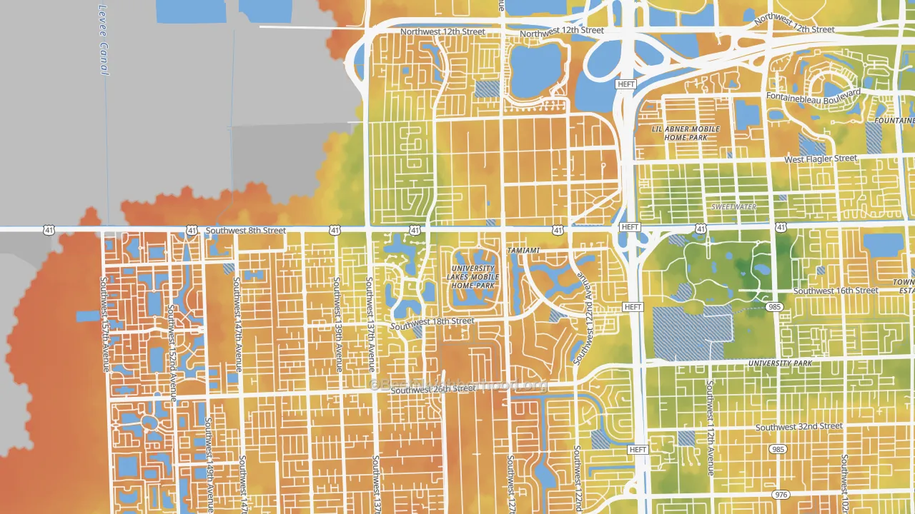 Bike Grade map of 33184, FL