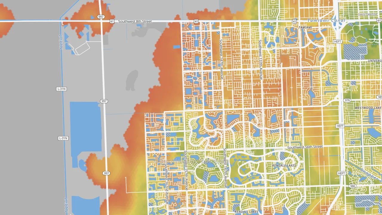 Bike Grade map of 33185, FL