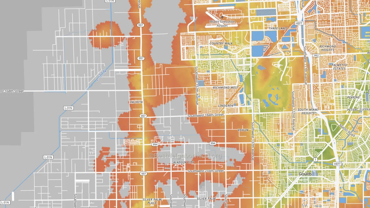 Bike Grade map of 33187, FL