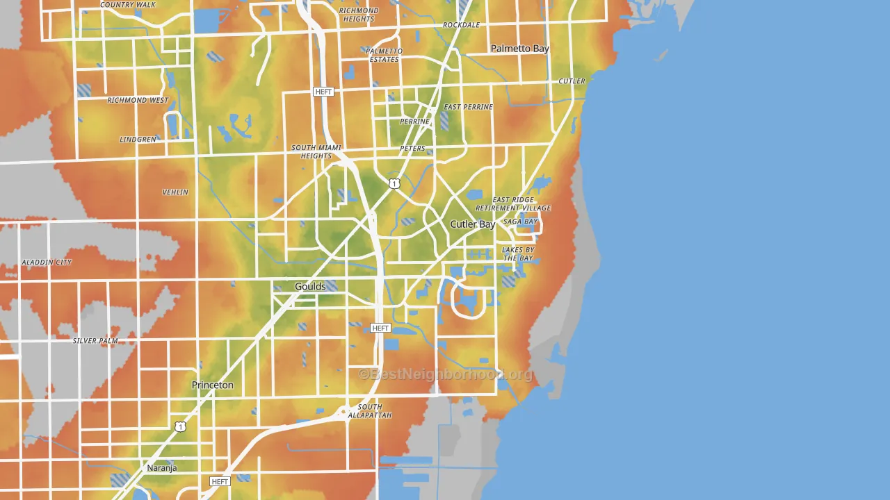 Bike Grade map of 33189, FL