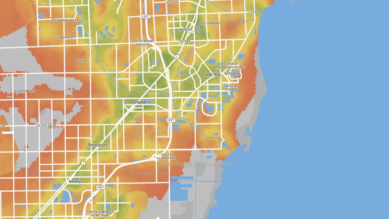 Bike Grade map of 33190, FL
